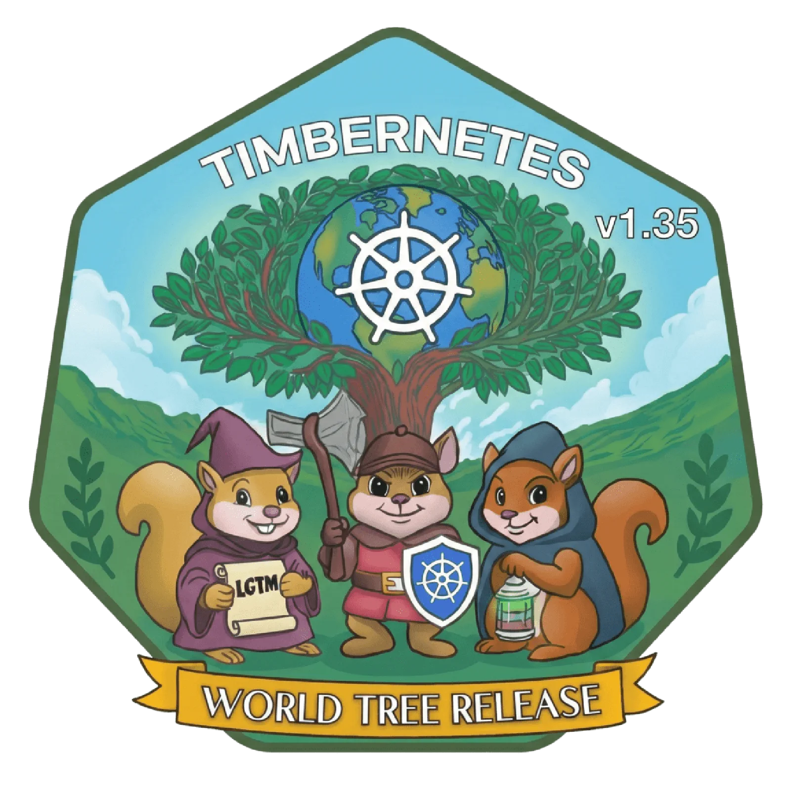 Логотип Kubernetes 1.35 - Timbernetes