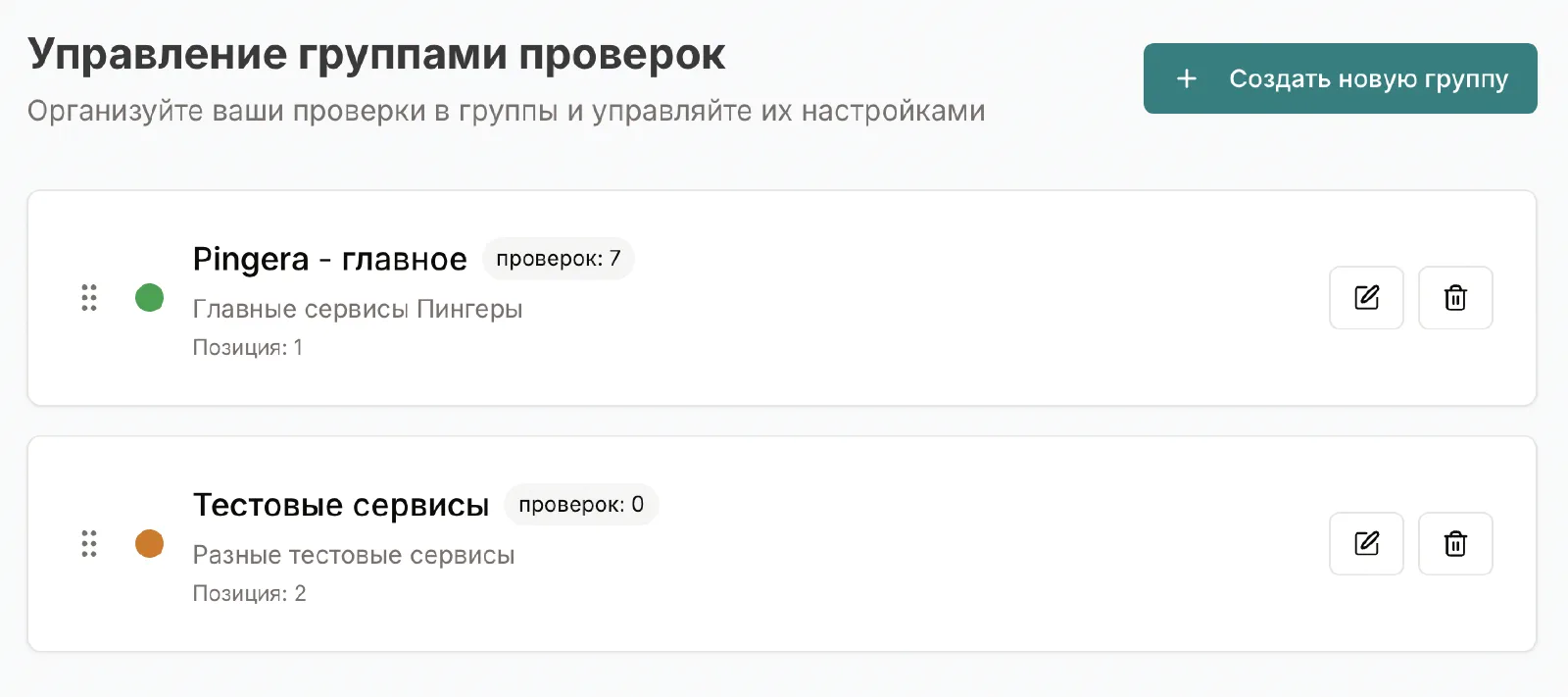 Управление группами проверок